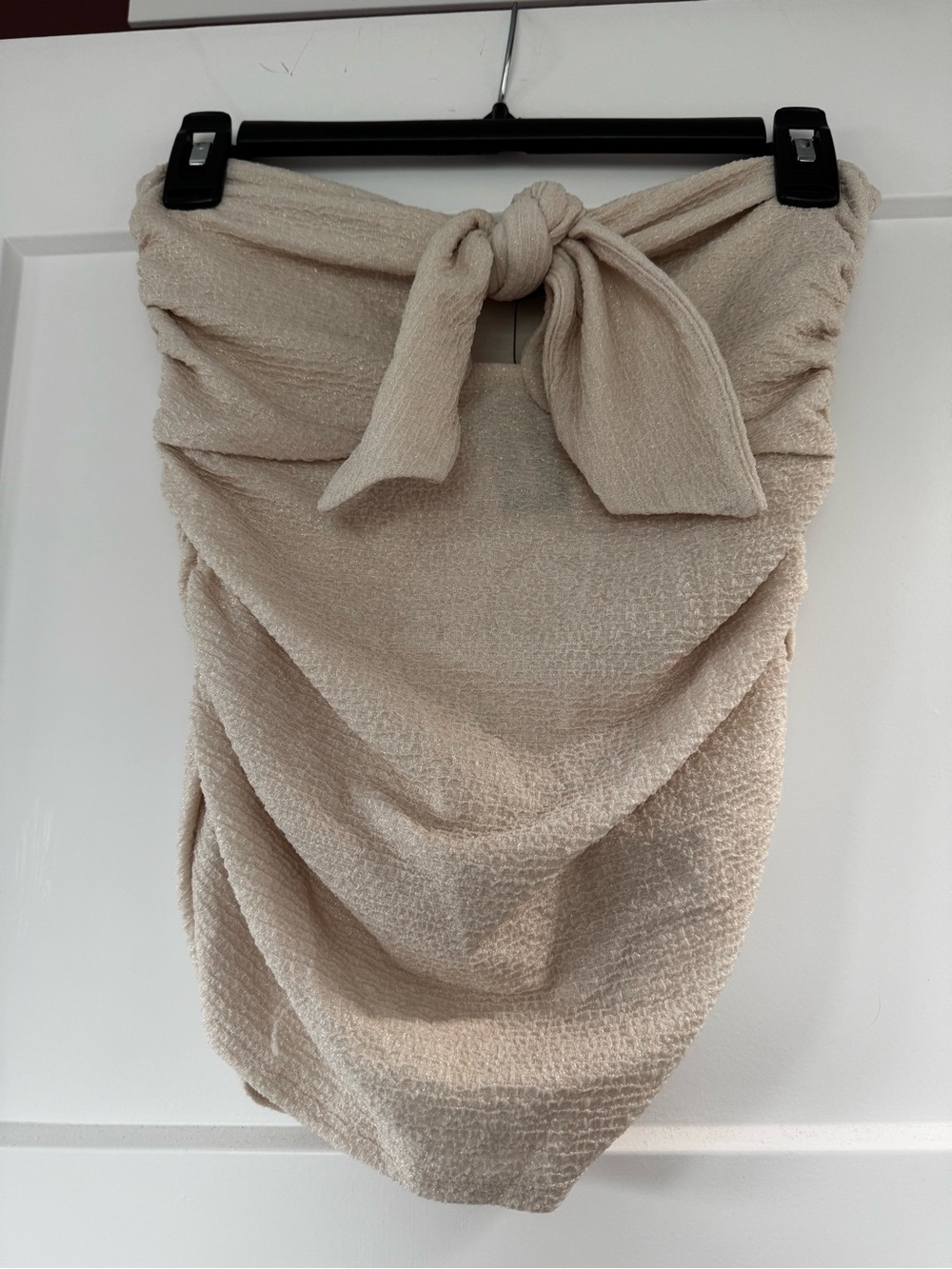Express Beige Tie-Front Crop Top